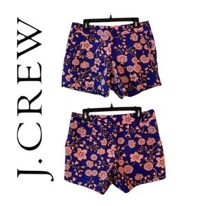 J.Crew City Fit Floral Print Blue Pink 100% Cotton Chino Shorts Size 8